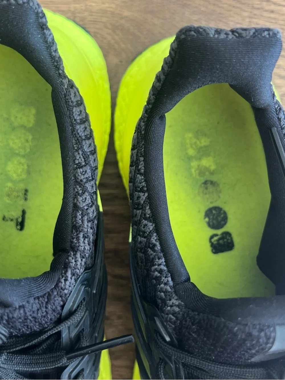 adidas Black Knit Running Shoe with Neon Yellow Midsole